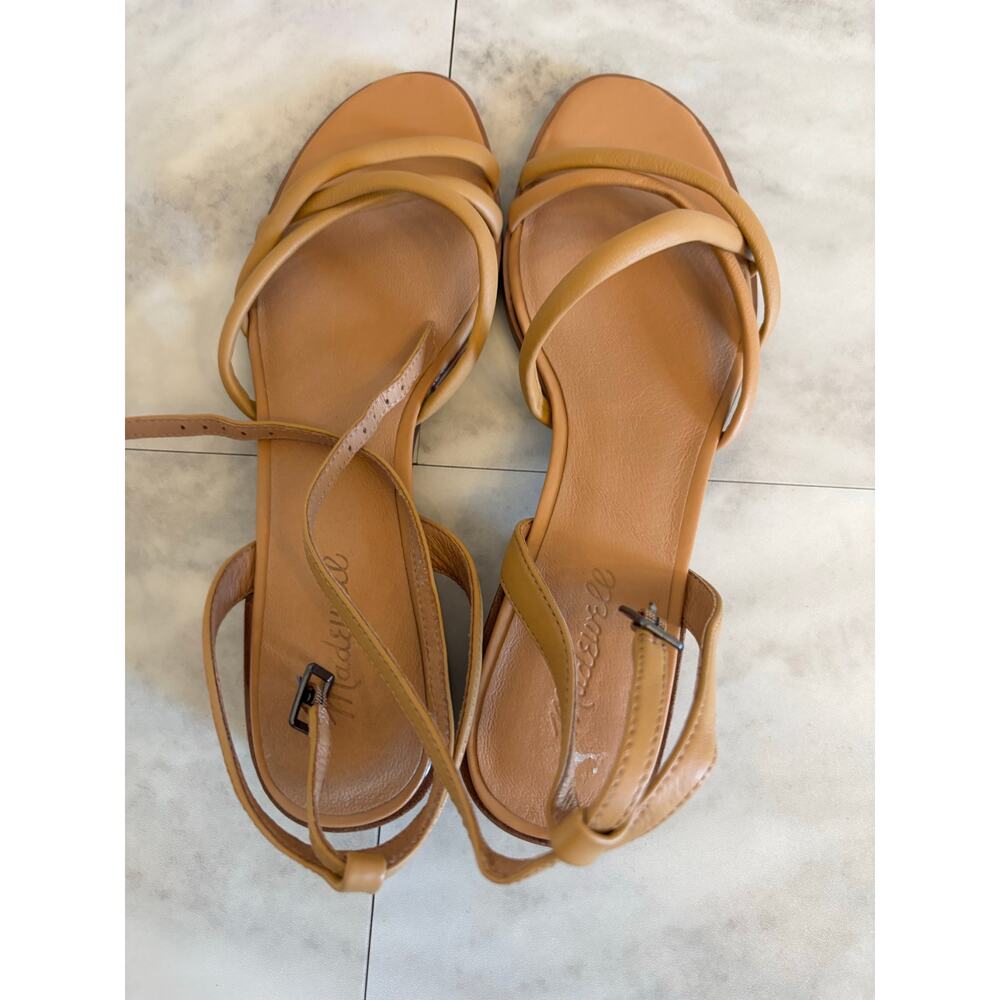 Madewell Women’s The Gena Ankle Strap Sandals Amber Brown Leather Size 10 - Picture 6 of 6